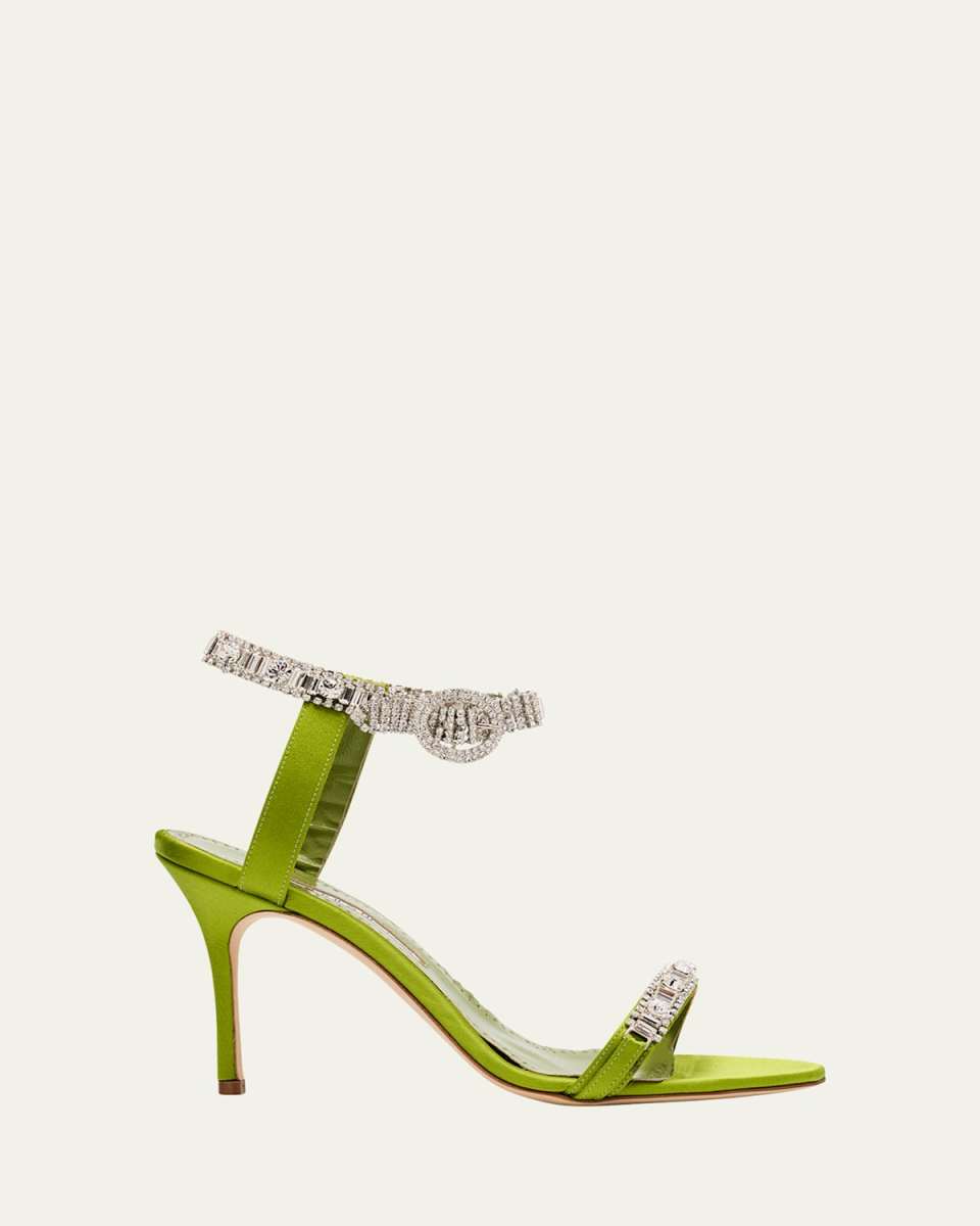 Fabio Satin Crystal Buckle Sandals